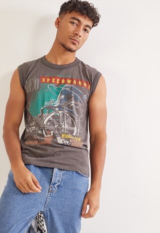 VINTAGE SPEEDWAGON GRAPHIC VEST DARK GREY