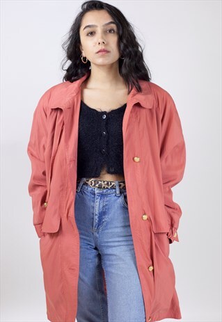 VINTAGE 90'S SALMON PINK LONG LIGHT JACKET