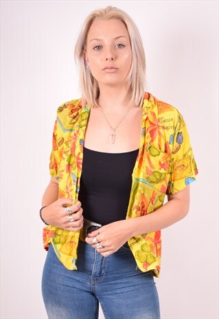 WOMENS VINTAGE SHIRT MEDIUM YELLOW 90S