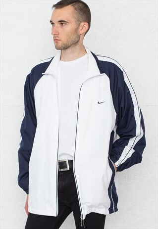 VINTAGE WHITE NAVY NIKE TRACK JACKET
