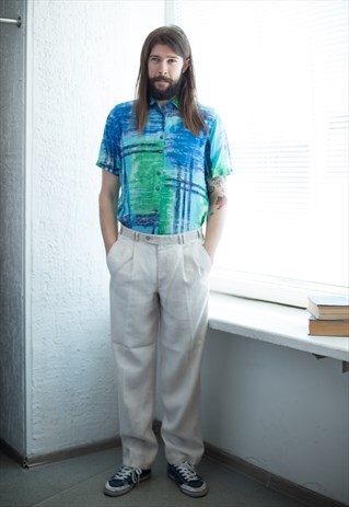 VINTAGE 80'S CREAM LINEN TROUSERS