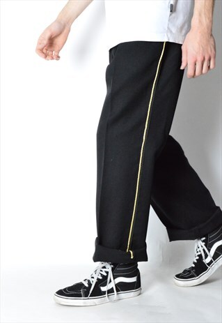 VINTAGE 60S BLACK MINIMALIST WOOL BLEND PANTS