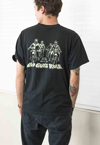 VINTAGE BIKER T-SHIRT LOGO 90S L 8.2