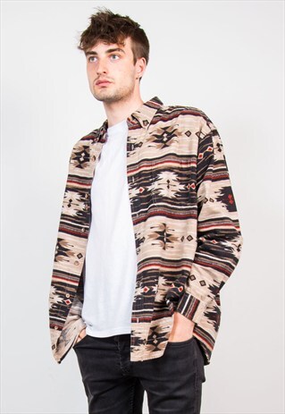 VINTAGE FLANNEL AZTEC PATTERNED SHIRT
