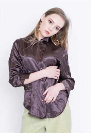VINTAGE PINK SILK LONG SLEEVE RETRO SHIRT