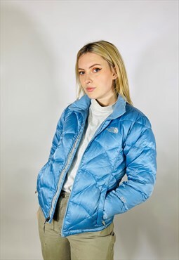 Vintage Rare 90s North Face 550 Down Puffer Blue Coat
