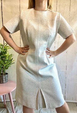 Vintage Thick Speckled White 60's Panel Midi Dress