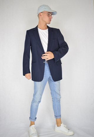 VINTAGE BLUE STRIPED CLASSIC BLAZER