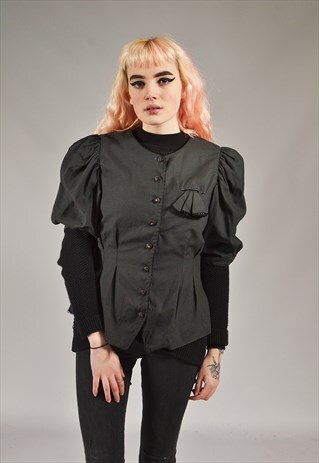 VINTAGE CHARCOAL GOTHIC BLOUSE