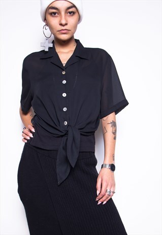 VINTAGE 90S CHIFFON TIE-UP CROP TOP ID:A124