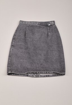 Vintage Guess Denim Skirt in Grey Fitted Mini W24