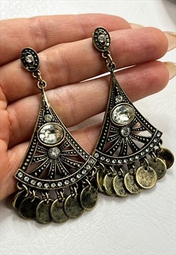 Jewel Detail Fan Drop Earrings 