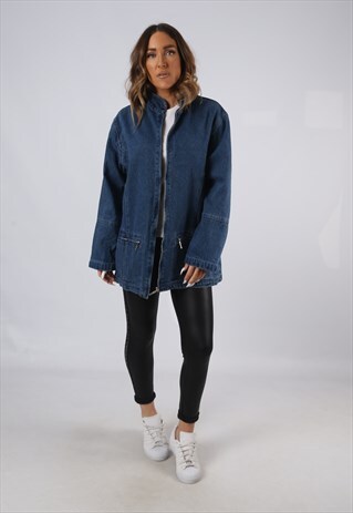 VINTAGE DENIM JACKET LINED OVERSIZED FITTED UK 16 XL (JAEW)