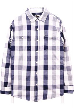 Vintage 90's Lee Shirt Check Button Up Long Sleeve Blue