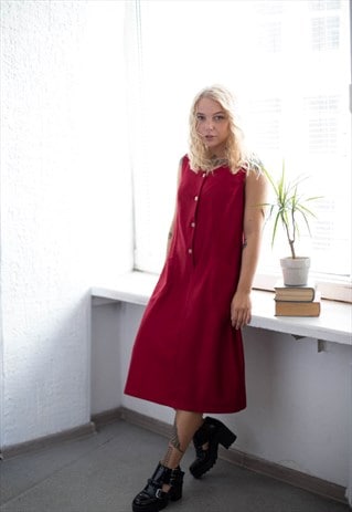 VINTAGE 60'S RED SHIMMERING MIDI DRESS