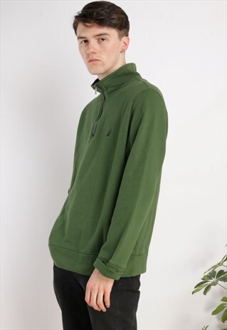VINTAGE NAUTICA 1/4 ZIP JUMPER GREEN Z817