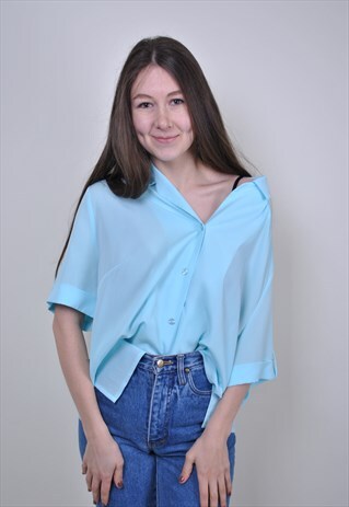 VINTAGE BLUE TRANSPARENT BLOUSE