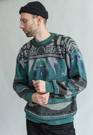 VINTAGE 70S FUNKY JUMPER IN GREEN