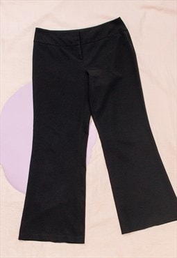 Vintage Flare Trousers Y2K Preppy Rave Wide Leg Pants Black