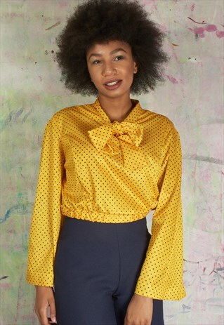 REWORKED YELLOW POLKA DOTS VINTAGE TOP.