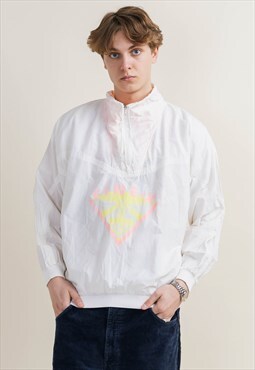Vintage 90s Festival Half Zip White Windbreaker Jacket 