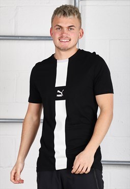 Vintage Puma T-Shirt in Black Casual Short Sleeve Tee Small