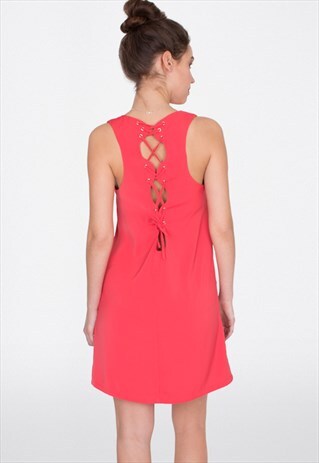 CORAL LACE UP BACK THANDIE DRESS