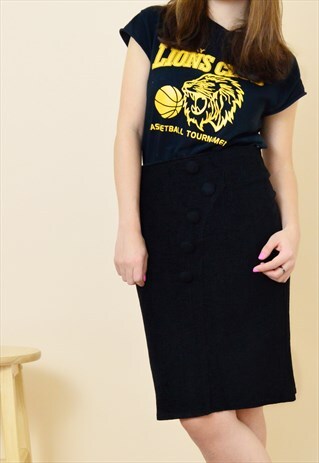 90S VINTAGE STRETCHY PENCIL SKIRT IN BLACK