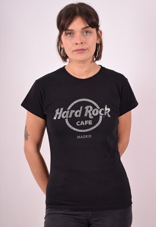 HARD ROCK CAFE WOMENS VINTAGE T-SHIRT TOP SMALL BLACK 90S