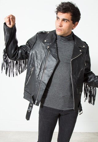 VINTAGE BIKER LEATHER JACKET / S24