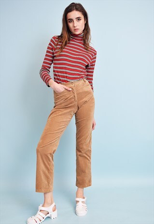 VINTAGE 90'S RETRO VELVETEEN HIGHWAISTED STRAIGHT TROUSERS