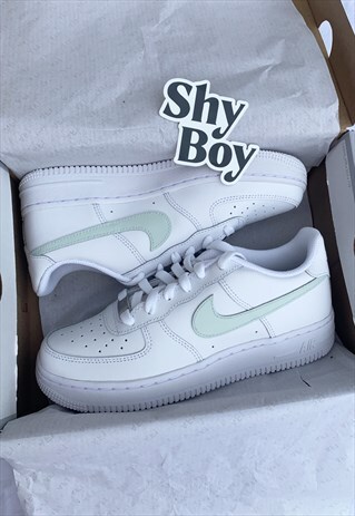 AIR FORCE 1 CUSTOM NIKE PASTEL GREEN SAGE TICK ADULT AF1
