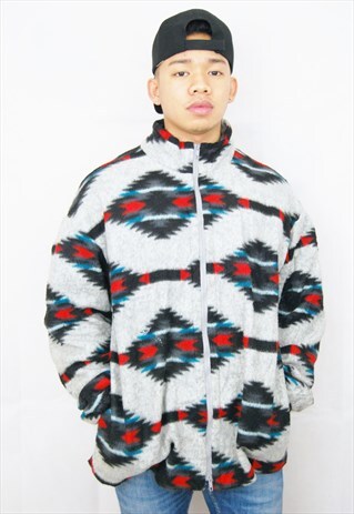 CRAZY AZTEC PRINT FLEECE TOP (1990'S)
