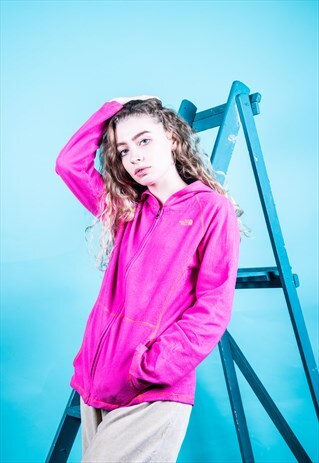 VINTAGE FLEECE IN PINK WITH A ZIP AND HOOD