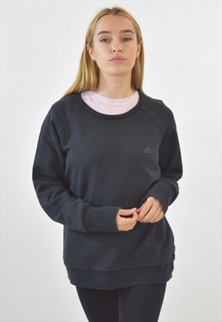 VINTAGE 90S GREY BLUE ADIDAS CREW NECK SWEATSHIRT