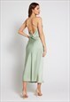 CHELSEA COWL NECK BACKLESS DRESS - SAGE GREEN