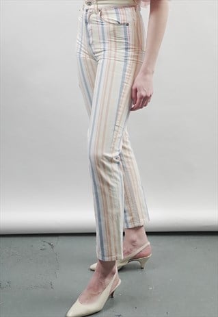 VINTAGE 90'S BENETTON PASTEL STRIPE JEANS