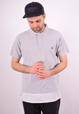 POLO RALPH LAUREN MENS VINTAGE POLO SHIRT MEDIUM GREY 90'S