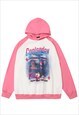 ANIME PRINT HOODIE RAGLAN PULLOVER JAPANESE CARTOON JUMPER 