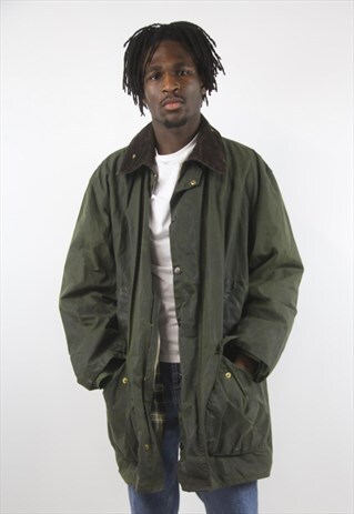 VINTAGE BARBOUR BORDER KHAKI WAX JACKET