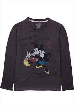 Vintage 90's Disney T Shirt Mickey Mouse Crew Neck Grey