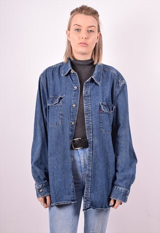 LEVI'S WOMENS VINTAGE DENIM SHIRT XL BLUE 90S