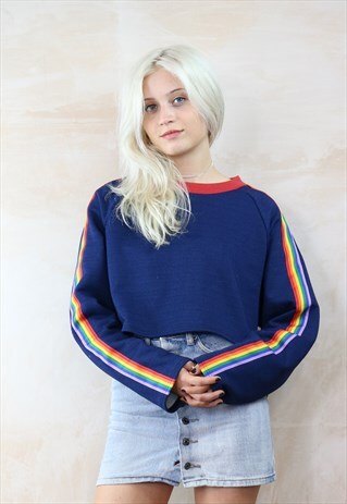 INDIGO RAINBOW CROP JUMPER
