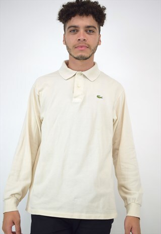 VINTAGE 90S LACOSTE CREAM LONG SLEEVE POLO