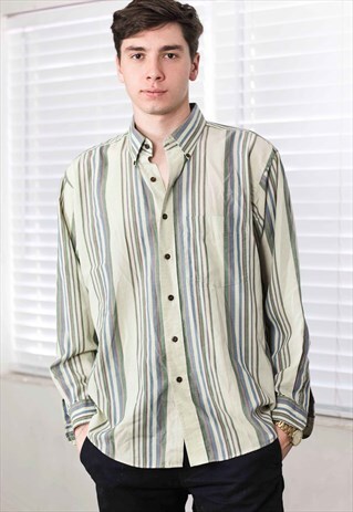 VINTAGE REGATTA STRIPED LONGSLEEVE SHIRT LOGO 90S L 6.6