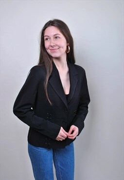 90s black blazer, evening formal jacket, women vintage 1990s