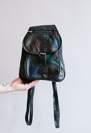 VINTAGE 70S LEATHER PATCHWORK RUCKSACK