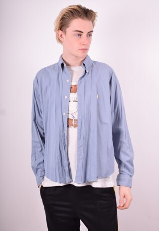 RALPH LAUREN MENS VINTAGE SHIRT LARGE BLUE 90'S