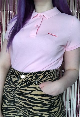 PINK PERSONALISED OLD ENGLISH FONT EMBROIDERED POLO SHIRT