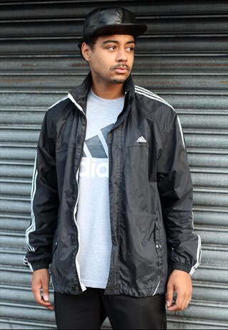 ADIDAS BLACK WINDBREAKER JACKET